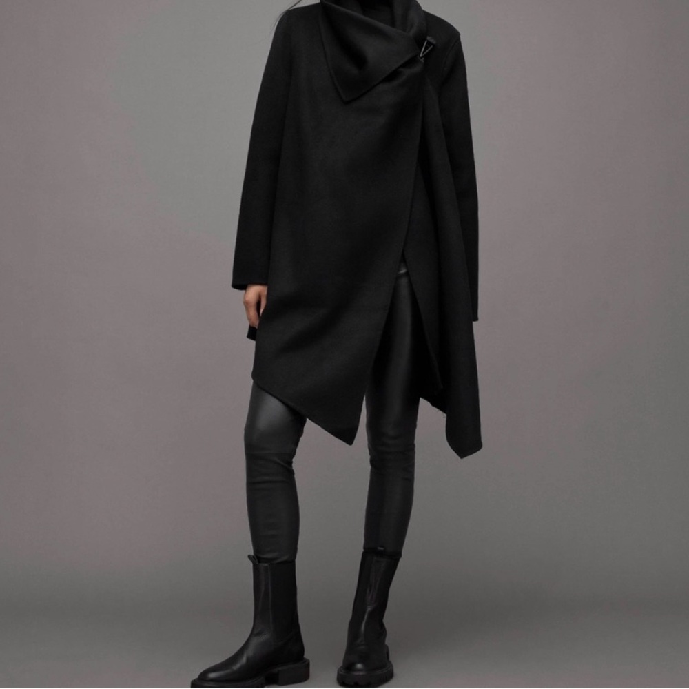 All Saints Coat City Monument Drape Wool Size 8